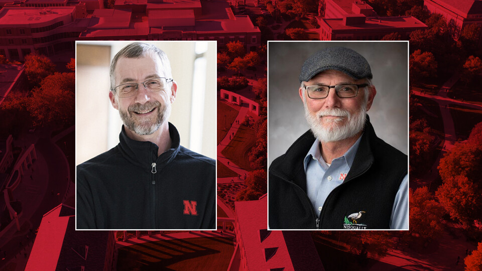 Nebraska's Rick Bevins (left), associate vice chancellor for research and professor of psychology, and Tom Powers, professor of plant pathology, were named AAAS fellows on April 18.