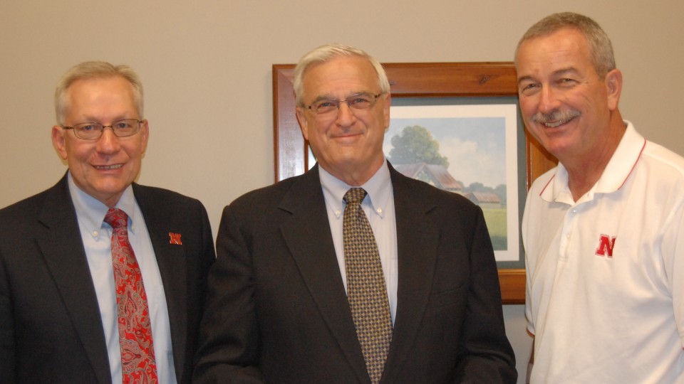 From left: Larry Van Tassell, head of Department of Agricultural Economics: Robert Andersen, president of the Nebraska Cooperative Council, and Chuck Hibbard, Dean of Cooperative Extension.