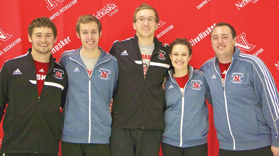 Members of the UNL Curling team that will compete in the 2015 national championship are (from left) Isaac Fuhrman, Ty Tempe, Tim Adams, Ali Creeger and Cameron Binder. Binder is the team's skip (leader) and Creeger is the vice-skip.