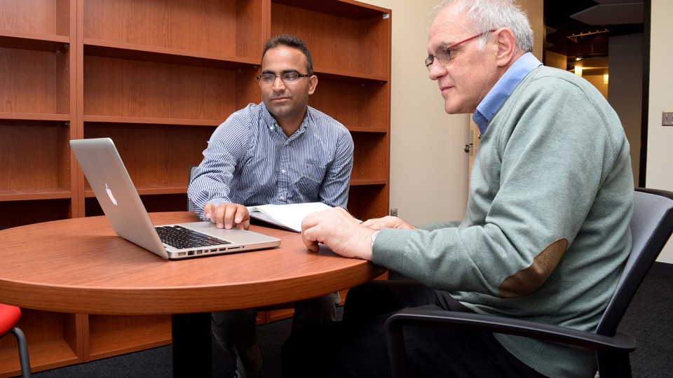 UNL postdoctoral researcher Manoj Kumar and Josep Anglada Rull (right), senior researcher at the Spanish National Research Council.