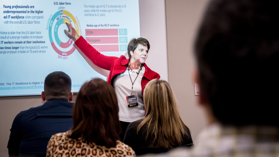 Joanna Grama, director of cybersecurity, with Educause, talks during the 2016 Women Advance IT leadership conference.