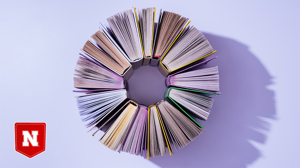 Books aligned in circle