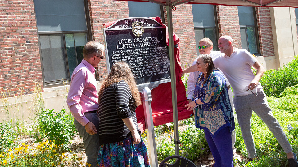 Unveiling of historical marker for Louis Crompton