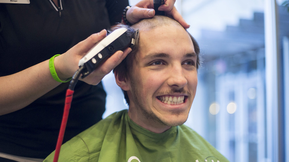 Nebraska's Dalton Carper is among the 19 volunteers who will have their heads shaved for the 2019 St. Baldrick's Foundation fundraiser on April 11. This will be the third year Carper has participated in the fundraiser for childhood cancer research.