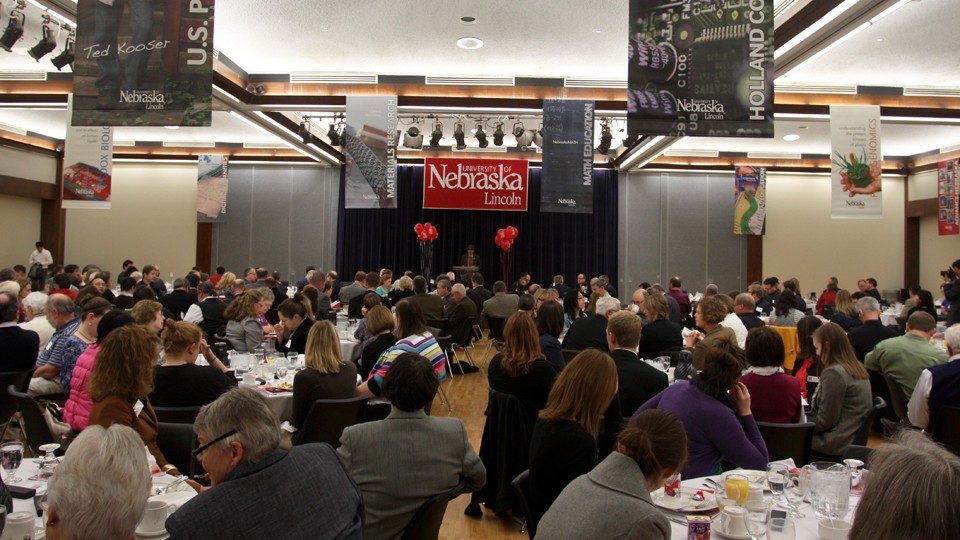 The UNL Research Fair opened Nov. 6 with the faculty recognition breakfast in the Nebraska Union. During the event, Prem Paul, vice chancellor for research and economic development, thanked faculty for their research and creative activity.