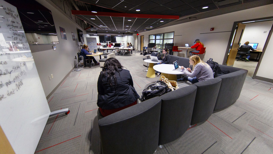Nebraska journalism students study in the basement of Andersen Hall. Amy Struthers was named interim dean of the College of Journalism and Mass Communications on Jan. 16.