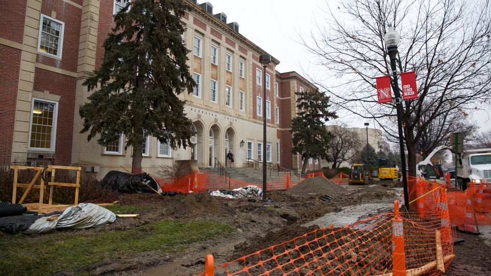 A renovation of the south entrance to UNL's Nebraska Union has started. The first phase of the project, which will continue into the first two weeks of the spring semester, upgrades drainage to direct rainwater away from the building.