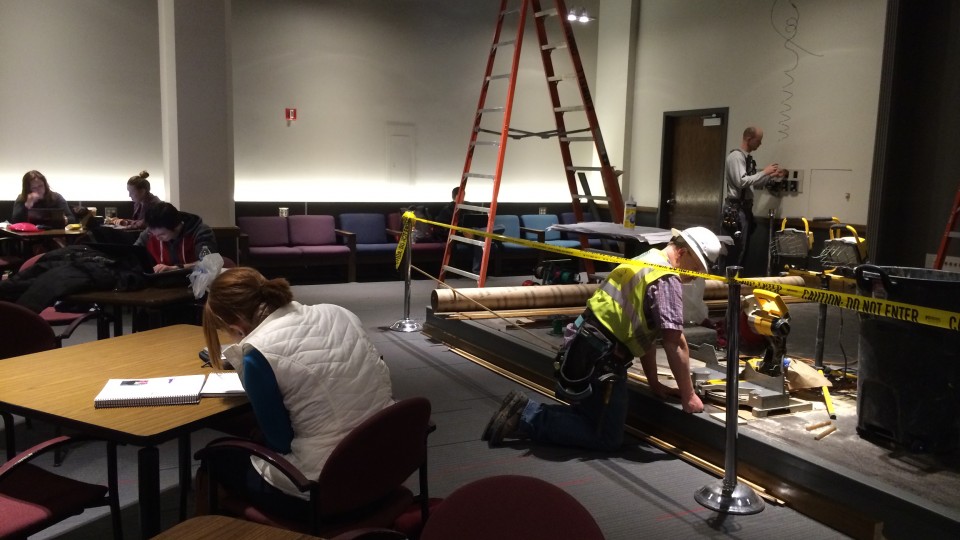 While construction continues on a stage area, The Crib study space in the Nebraska Union opened on Feb. 10.