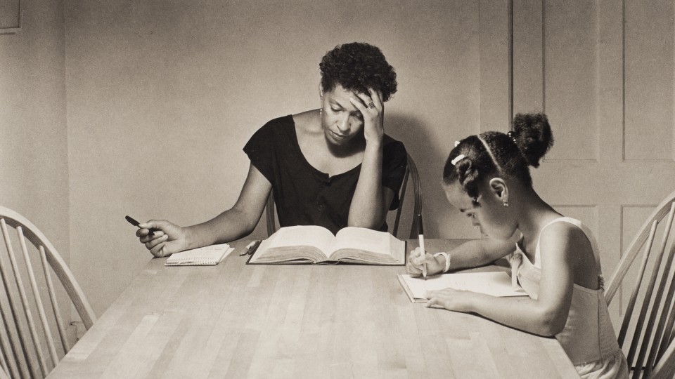 New exhibitions at Sheldon Museum of Art include this platinum print from Carrie Mae Weems' Kitchen Table Series.
