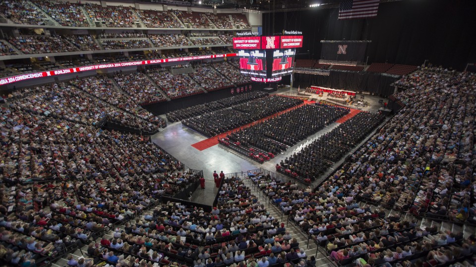 UNL's May 2014 commencement ceremonies filled Pinnacle Bank Arena.