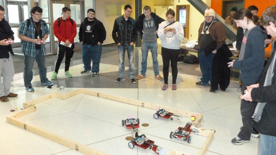 Nebraska engineering students compete in a battle bots competition at the Peter Kiewit Institute as part of E-Week. Activities for engineering students continue through this week at UNL and UNO.