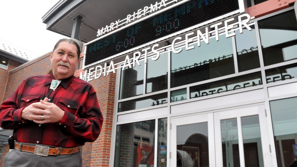 Nebraska's Danny Lee Ladely stands in front of the Mary Riepma Ross Media Arts Center in 2013.