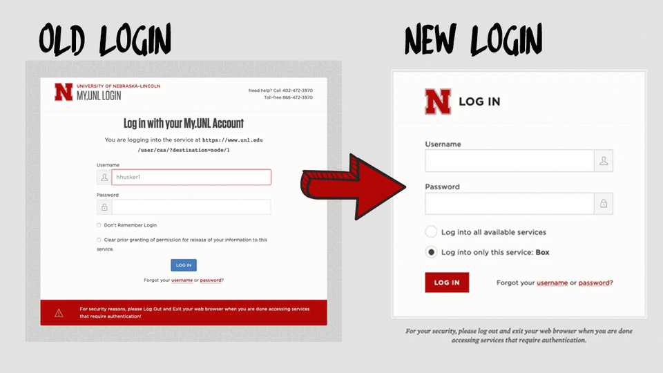 Login screen updates will rollout Aug. 11. The new screen (right) features a cleaner look and adds functionality, including a chatbot option to assist users.