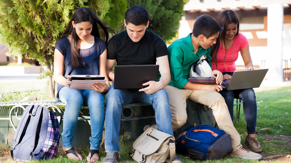 Students on devices