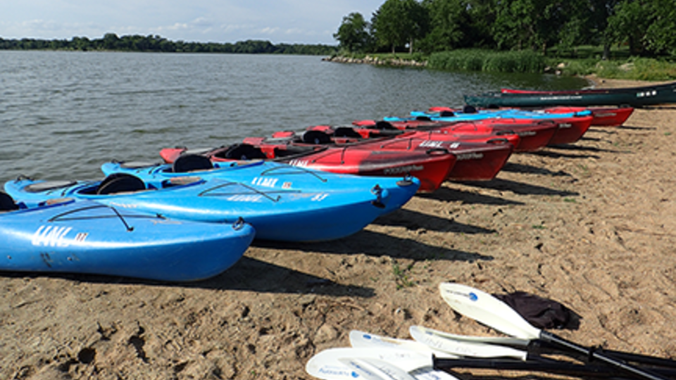 Kayaks are part of inventory at this year's Used Gear Sale.