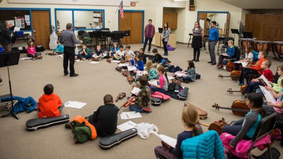 Lincoln-area third graders are taking part in the UNL/LPS String Project. The program, organized by UNL's Glenn Korff School of Music, offers string instrument instruction to third grade students. The lessons are taught by UNL students at Lincoln Public Schools' Park Middle School.