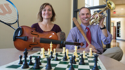 A new project led by Nebraska’s Ken Kiewra (right) has created a series of videos that provide details on how parents interact with their talented children. The project included assistance from Amanda Witte (left).