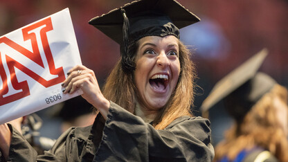 Deanna Pina celebrates her Bachelor of Arts degree. 