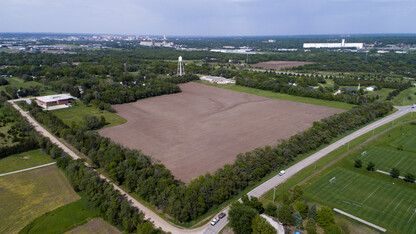 An aerial view of a shelterbelt near Lincoln, Nebraska