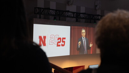 Chancellor Ronnie Green delivered the annual State of Our University address on Feb. 14 at Nebraska Innovation Campus. More than 400 attended the event.