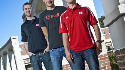 Hudl company founders (from left) Brian Kaiser, David Graff and John Wirtz have given $500,000 to establish an endowment for student scholarships at the Jeffrey S. Raikes School of Computer Science and Management. All three are graduates of the program.