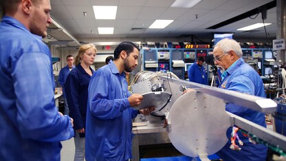 University of Nebraska-Lincoln student Firdavskhon Nasimov prepares to place the university’s student experiment into the RockSat-X payload at the Wallops Flight Facility in Virginia.