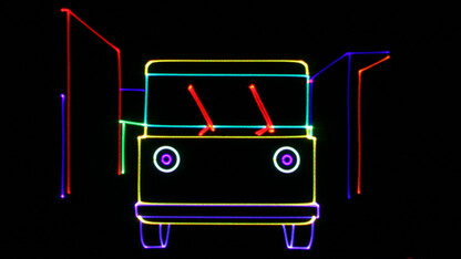 An image from "KinderBop," a laser show playing Jan. 20-22 at Mueller Planetarium.