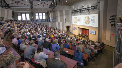 Chuck Hagel and Bob Kerrey, former senators for Nebraska, discussed civil discourse and its impact on the state's future during the first Heuermann Lecture of the season Oct. 22 at Nebraska Innovation Campus.