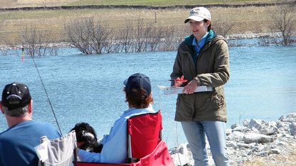 Alexis Fedele interviews anglers in April 2015 at Prairie Queen Lake in north-central Sarpy County.