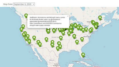 Each Monday, National Drought Mitigation Center assistant director Kelly Helm Smith emails a map of the past week’s #drought tweets to a listserv of drought experts and state climatologists.