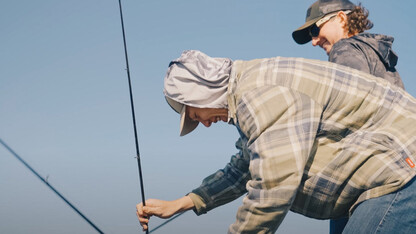 Cade Ludwig (foreground) and Hunter Suchsland (background), co-owners of LS Lures, are participating in the Engler Fellow Experience this summer.