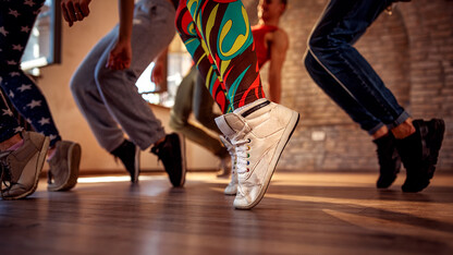 Close-up of dancers' feet