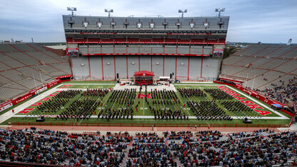 Graduates receive their degrees during May 2021 undergraduate commencement at Memorial Stadium