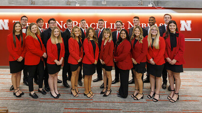 The 2022 homecoming royalty finalists are: (back row, from left) Ray Nierman, Harrison Lloyd, Jimmy Wheebe, Jacob Drake, Bennett Perlinger, Mitchell Manning, William Wilton, Sam Wilkins, Seth Caines and Michael Ilg; (front row, from left) Tessa Yackley, Maria Heyen, Bekka Hitz, Aleksandra Glowik, Emily Hatterman, Christine Trinh, Bhagya Pushkaran, Regan Vaccaro, Kate Johnson and Jessica Stump.