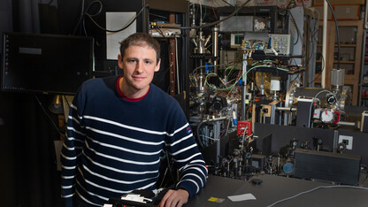 Physicist Martin Centurion poses in a lab.