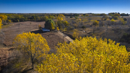 An aerial photo shows academic advisers as they tour Reller Prairie in southwest Lancaster County. Oct. 17.