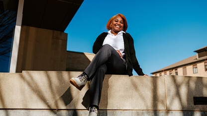 Alaya Greene smiles for a photo on East Campus