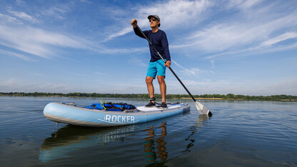 Richard Moberly took up paddle boarding recently and finds that it's not only good exercise, but also a way to meditate and be outdoors.