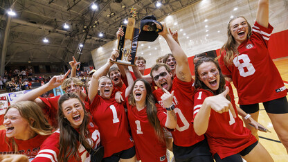 Student celebrate their win of the Showtime competition in the Coliseum