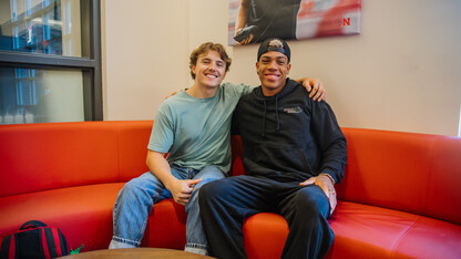 Christopulos (left), an agribusiness student from Layton, Utah, and Phillips (right), a hospitality, restaurant and tourism management student from Los Angeles, are co-captains of the Husker Men’s Gymnastics team.