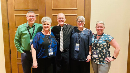 Left to right:  Composer Jaren Hinckley, Diane Barger, Mark Clinton, Denise Gainey and composer Jenni Brandon at ClarinetFest®. Courtesy photo.