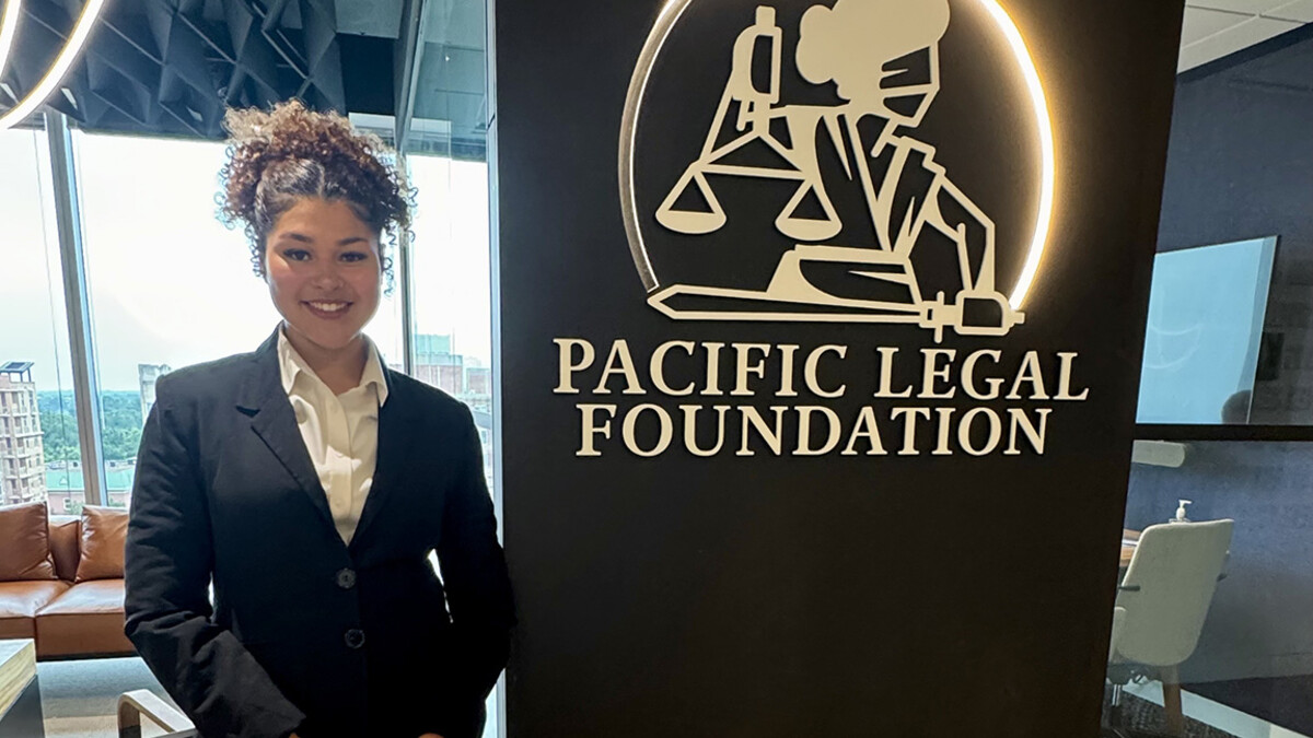 Avery Lambert is photographed in the offices of the Pacific Legal Foundation.