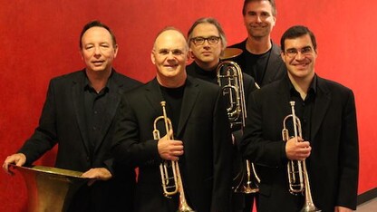 The University of Nebraska Brass Quintet includes (from left) Craig Fuller, K. Craig Bircher, Scott Anderson, Alan Mattingly and Scott Quackenbush.