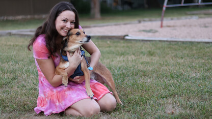 Nebraska's Carly Buser and her dog, Murphy.