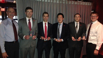 CBA students finished second in the recent CFA Competition. Pictured, from left to right, are Richard DeFusco, finance professor, Dylan Aufdenkamp, Chris Spanel, Ryan Kim, Cole Petersen and Owen Kobes.