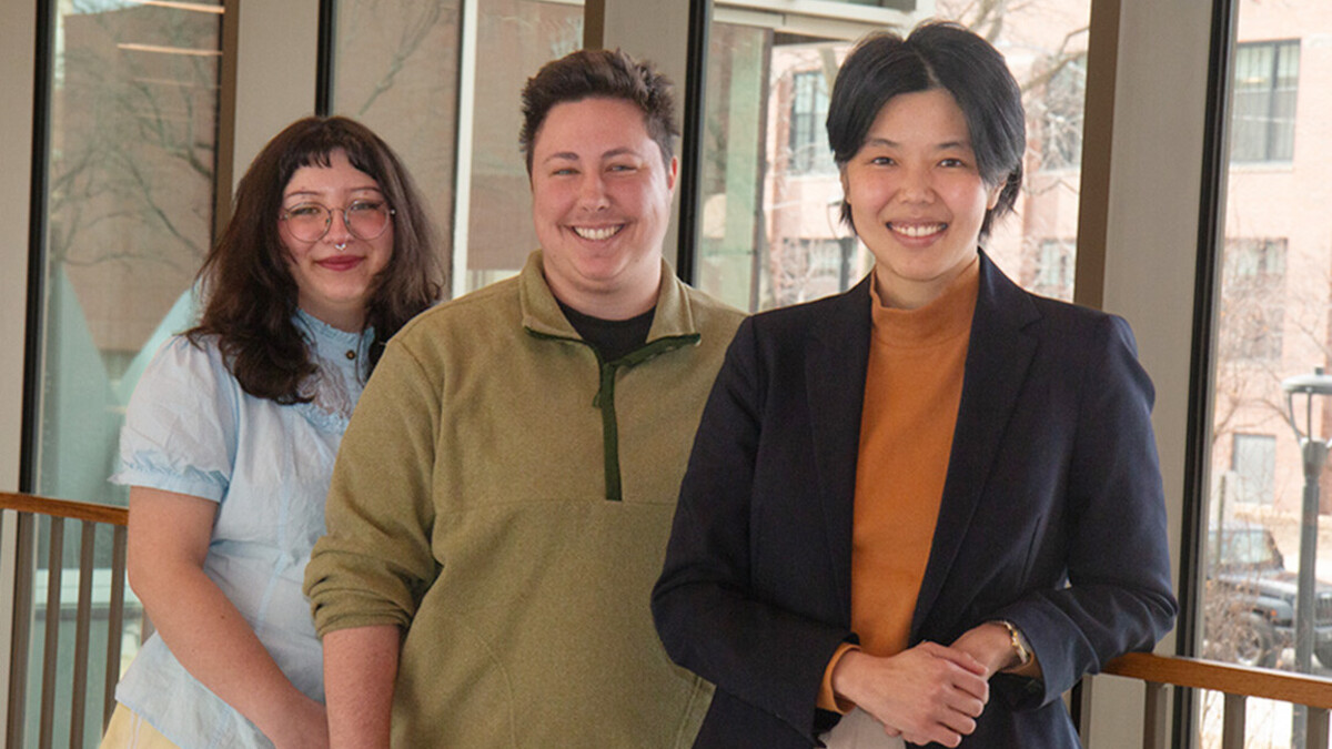 From left, Davianna Daydreamer and Jace Meunier, graduate research assistants, and Mun Yuk Chin, assistant professor of counseling psychology, are working to identify how financial stress develops for mental health practitioners — and how it impacts their work.