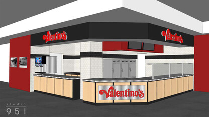 Valentino's, the Lincoln-based Italian food chain, has been named the newest food vendor in the Nebraska Union. Shown is a preliminary design for the space.