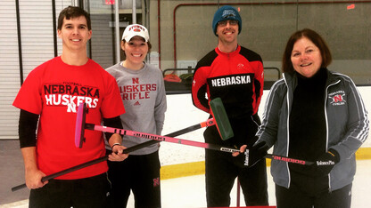 Members of the UNL faculty/staff curling team include (from left) Ryan Janousek, Ashley Stone, Ryan Patrick and Nancy Myers. For more information on the faculty/staff team, contact Myers at nmyers1@unl.edu.