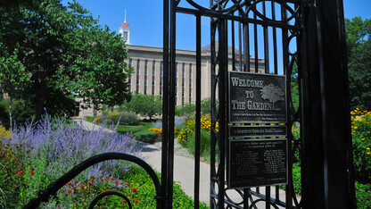 The Garden Gates welcome visitors to UNL's Love Garden, located at 13th and R streets, immediately south of Love Library. The garden is the traditional entrance to City Campus.