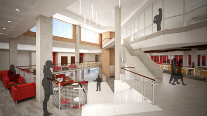 Concept drawing of the renovated interior of the Nebraska East Union.